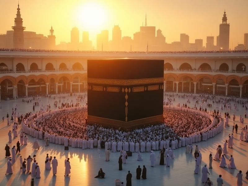 The Kaaba and pilgrims in Makkah